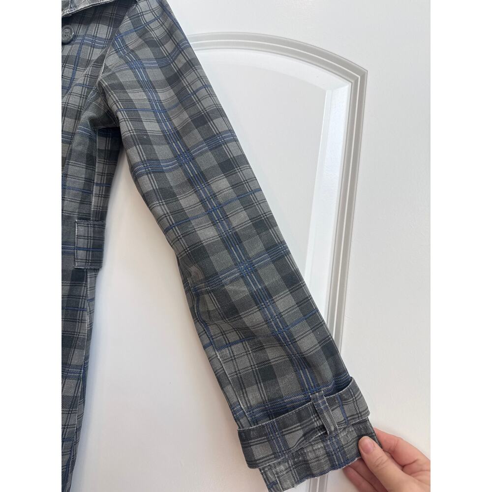 Hurley Blue and Gray Plaid Button Down 90s Y2K Collar Jacket - Picture 5 of 9